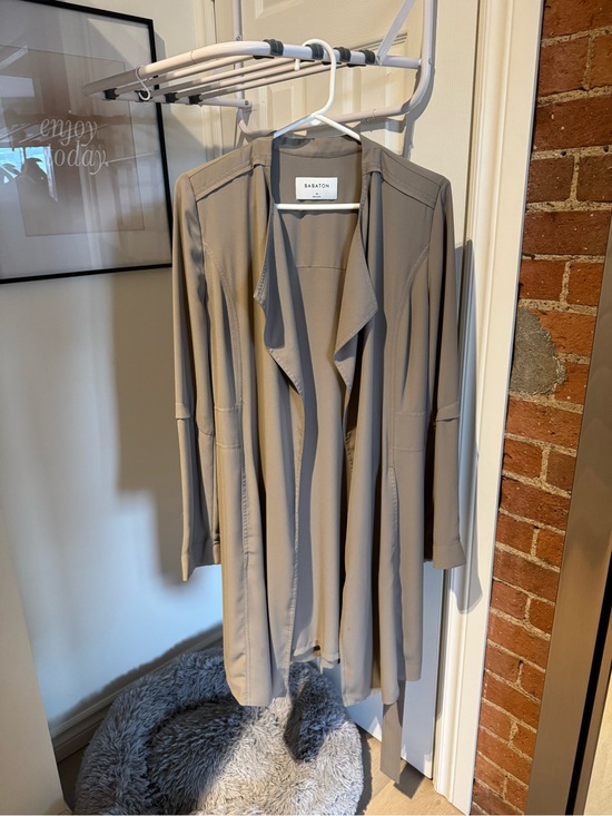Babaton Jackets & Blazers - Babaton Taupe Drape-Front Belted Trench Coat
